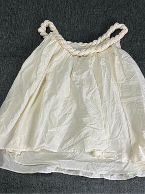 Loulou de Saison Ivory Braided Strap Square Neck Cami Tank Cotton Silk Size M